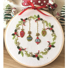 Borduurpakket Kerstversieringen Bladkrans Awesocrafts Volledig assortiment borduurstartpakketten voor beginners Volwassenen Kinderen DIY Handgemaakt