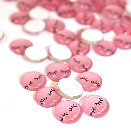 Cabochon de Impressão de Cílios Rosa | Pacote com 100 | Para Artesanato e Joalharia