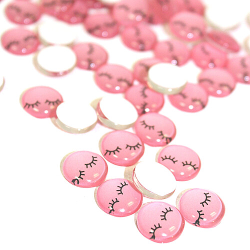 Cabochon de Impressão de Cílios Rosa | Pacote com 100 | Para Artesanato e Joalharia 2