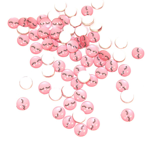 Cabochon de Impressão de Cílios Rosa | Pacote com 100 | Para Artesanato e Joalharia 1
