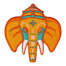 Emblema Vagabond Heart Índia - Lembrança da Índia - Distintivo de Viagem Termocolante - Elefante Pintado