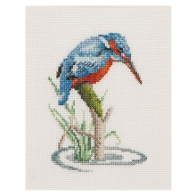 Thea Gouverneur - Counted Cross Stitch Kit - Kingfisher - Aida - 14 count - Embroidery Kit for Adults - DMC Embroidery Threads and other Cross St