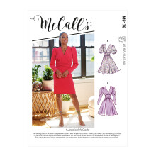 McCall's M8176A5 savner 80'erne puf?rme retro kjole Sym?nsters?t Designkode M8176 St?rrelser 6-14