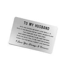 Husband Gift Ideas Metal Wallet Card Inserts for Husband from Wife Unique Mini Love Note for Men Anniversary Birthday Wedding Deployment Gifts for Hi