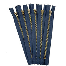 AMORNPHAN 6 stuks 6 inch metalen ritsen gesloten uiteinde #5 marineblauw tape antiek messing tanden veerslot schuifregelaar zwaar gebruik voor jeans