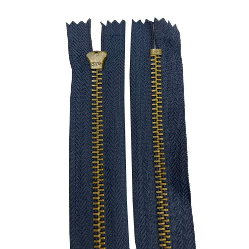 AMORNPHAN 6 pcs Zíperes Metálicos Fechados de 6 Polegadas #5 Azul Marinho com Deslizante de Latão 2