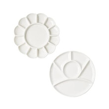 kiki home Set van 2 keramische kunstenaarsverfpallets, palet, gemakkelijk schoon te maken, porseleinen mengbak voor aquarel, gouache, wit, 8 inch ron