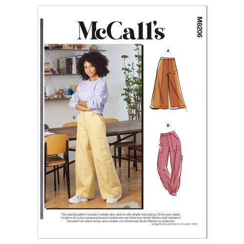 McCall's Misses' Cargo Pants Sewing Pattern Kit  Code M8206  Sizes 16-18-20-22-24  Multicolor