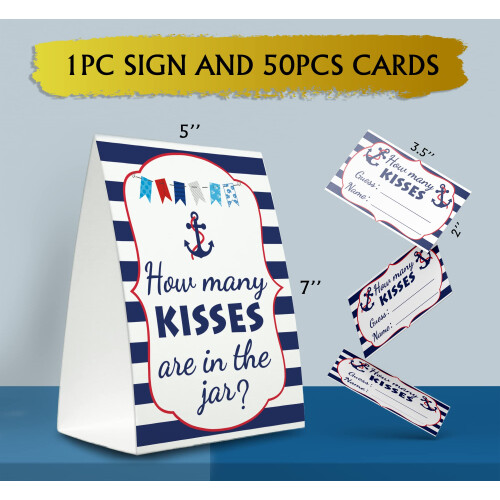 Nautical Baby Shower Game Kit(1 Standing Sign + 50 Guessing Cards ...