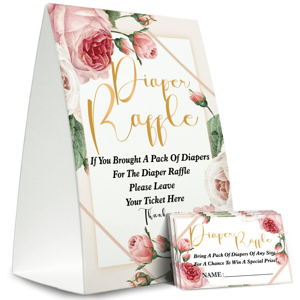 Windel-Tombola-Schild, Windel-Tombola-Babyparty-Spiel-Set (1 Stehschild + 50 Ratekarten), Babyparty-Dekorationskarte F R Babyparty-Spiel, Um Eine-image
