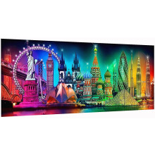 JATOK 5D Diamond Painting Kits voor volwassenen (35,5x15,7in) DIY Grote stad Nachtlandschap Volledige ronde boor Borduurfoto's Kunst Verf op nummer K