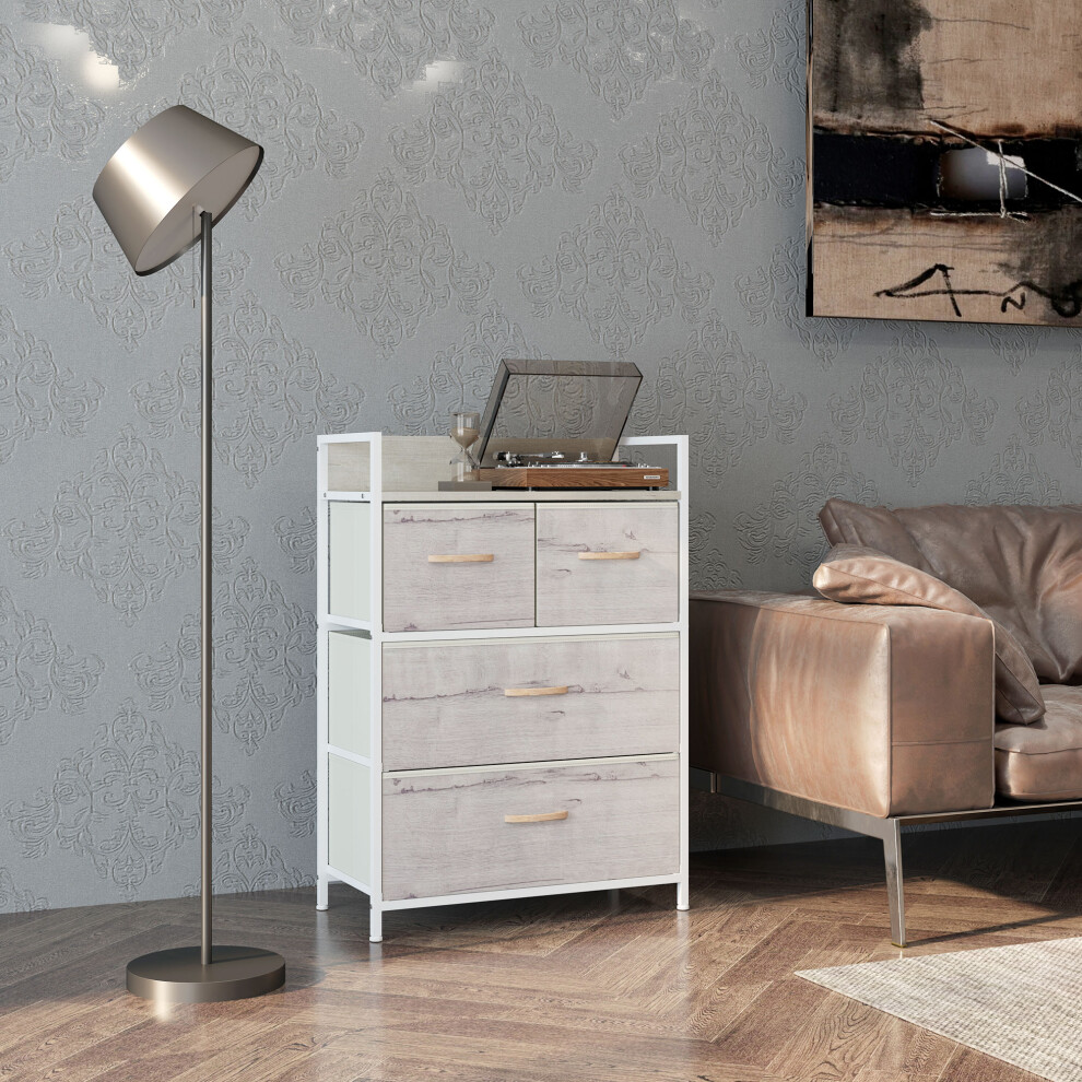 HOMCOM Bedroom Chest of Drawers 4 Drawer Dresser w/ Shelf, Natural