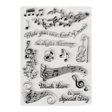 Violin Music Note Clear Stamps Silicone Stamp Cards with Sentiments  Musical Note Greeting Words Transparent Seal Stamps for Holiday Card Making Decor