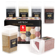 Arteza Fine Glitter Sada 6 kovovch trpytek pro pryskyrici v 1,5 oz lahvch Umeleck a remesln potreby pro mimokoln programy a przdninov remesln