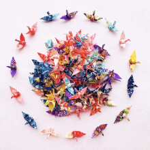 100St 1.57" Mini Premade Origami Washi Papieren Cranes Voor Bruiloft Decoratie