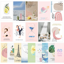 itechpanda 60 pezzi di carte di affermazione per donne, carte motivazionali ispiratrici, carte di affermazioni positive quotidiane, citazioni di