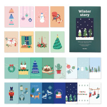Monolike Winter Story Enkelkort - blanda 24 pack hrliga 24 Enkelkort