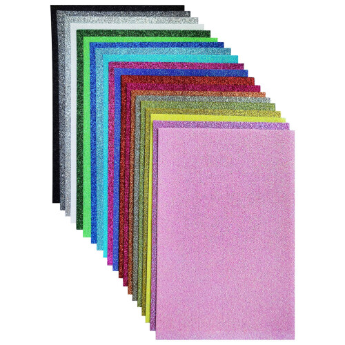 Felt com Glitter, Folhas de Glitter, 8 x 12 polegadas para Artesanato, Pacote com 20 Quadrados de Feltro Glitter