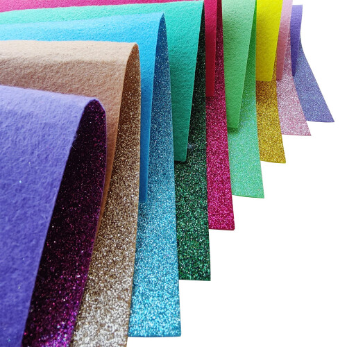 Felt com Glitter, Folhas de Glitter, 8 x 12 polegadas para Artesanato, Pacote com 20 Quadrados de Feltro Glitter 1