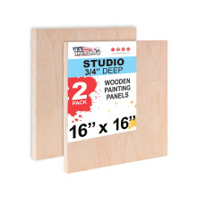U.S. Art Supply Paneles de Madera sin Terminar para Pintura, 2 Pack de 16x16 Pulgadas