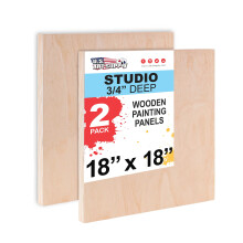 U.S. Art Supply Obehandlade Träramar för Målning, 2 Pack 18x18 tum - Studio Björk Canvas