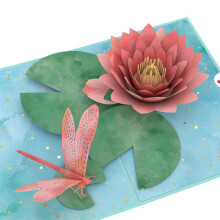 Lovepop Water Lily Dragonfly -ponnahduskortti - kaikkiin tilaisuuksiin -kortti - Käsintehty 3D-ponnahduskortti hänelle - Arjen rakkauskortti 5 x 7