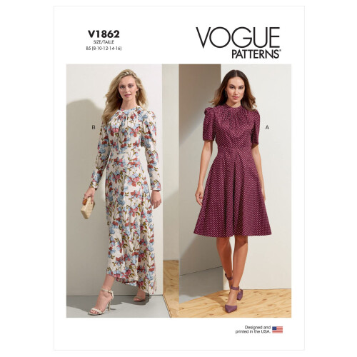 Vogue Misses' Semi-Fitted Dress Sewing Pattern Kit  Code V1862  Sizes 8-10-12-14-16  Multicolor 1