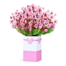 POPGIFTU Cherry Blossom Bouquet Pop Up Card(11.5x10.6 in) Handmade 3D Flower Greeting Card Spring Card for Wife Mom or Friend Anniversary Pop Up Bo