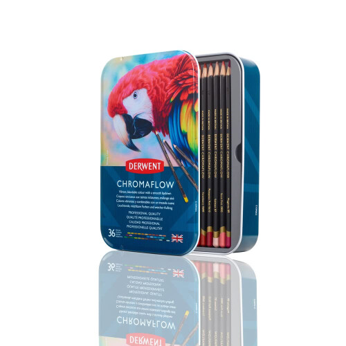 Derwent "Crayons de Cor - Derwent - Chromaflow - Caixa de 36 - Qualidade Profissional - Multicolorido"