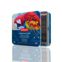 Set di 48 matite colorate Derwent Chromaflow in latta, ideali come regali per le feste, anima larga 4 mm, multicolore, consistenza liscia, fornit