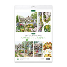Katy Sue Designs Country Garden 3D Folhas de Decoupage para Fazer Cartões. Pacote com 12 Folhas de Cottage, Jardinagem e Floral