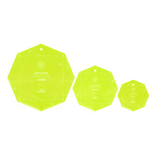 Conjunto de 3 Templates Acrílicos para Quilt, Octágono | Tamanhos Variados para Tecido Pré-Cortado