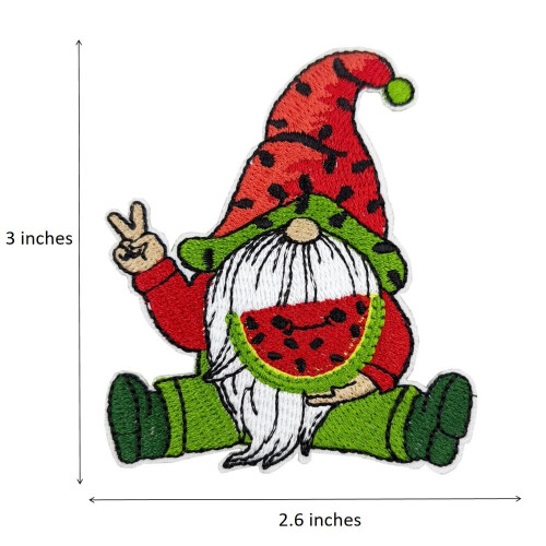 ReelFun Watermelon Gnome Embroidered Iron On Patch Summer Emblem 1