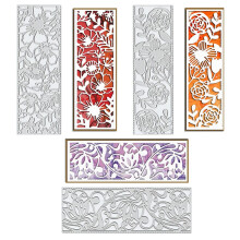 Estivaux 3 STK Blomster Blade Rammesk?reforme til kortfremstilling Rektangul?re rammeudsk?ringer Bogm?rke Dies Vinstokke Blomster Metalmatricer P