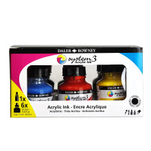 Daler-Rowney System3 Acryl Inkt Set van 6 Introductiekleuren - Veelzijdige Acryl Inkt voor Kunstenaars en Studenten