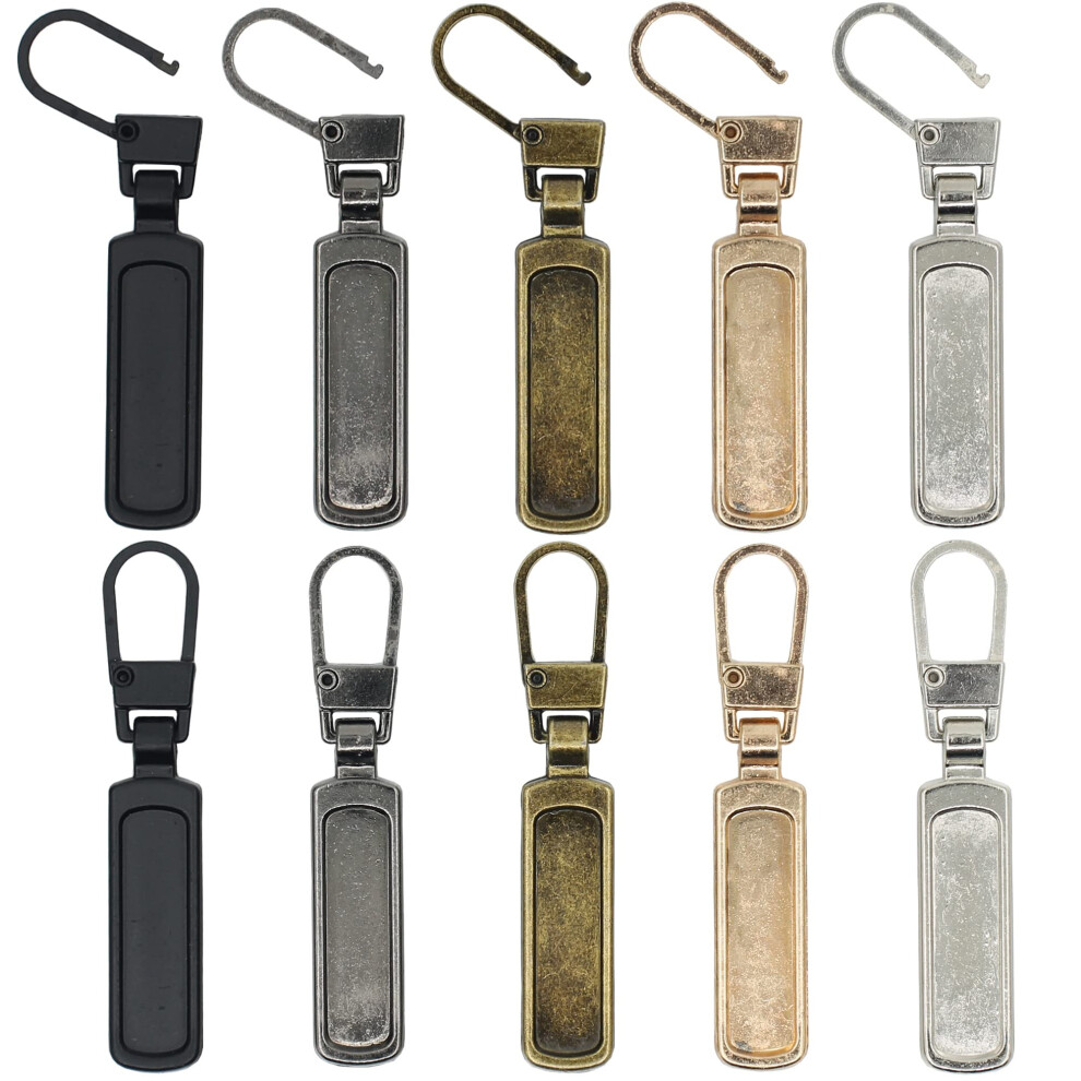 Sincco 10 Stuck Ersatz-Reissverschlusszuge, Universeller Reissverschluss-Laschenfixierer, Metall-Reissverschlusskopf, Griff-Reparaturset Fur Jacke,-image