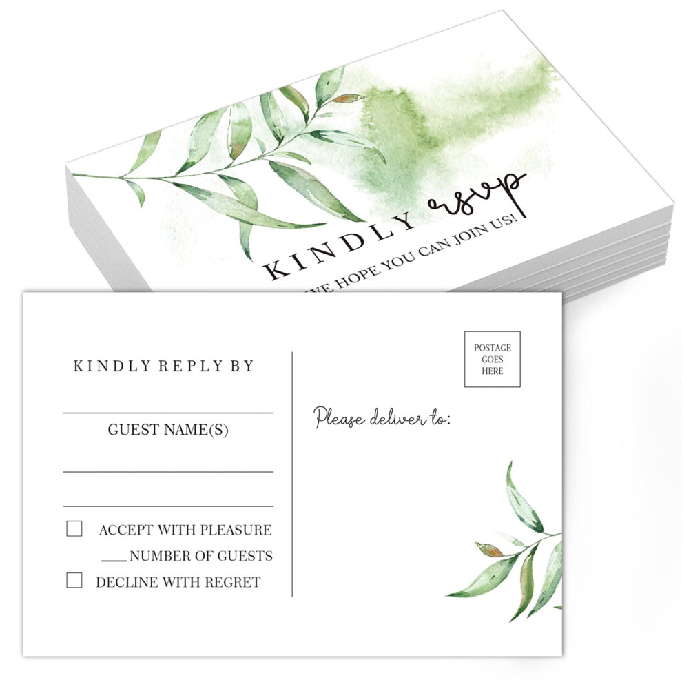 Tentado 50 Greenery Rsvp Postcards Response Cards Rsvp Cards Reply Cards Perfect For Wedding Rehearsal Dinner Baby Shower Bridal Birthday Enga