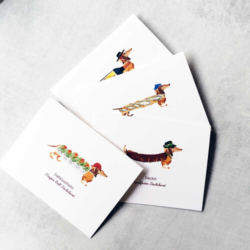 Nancy Nikko teckelkaarten teckelcadeauset van 9 diverse epicurische teckels 2