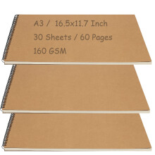 MOUYAT 3 PCS A3 Schetsboeken, 60 Pagina's / 30 Vellen 42x29.7cm Spiral Gebonden Tekenpads