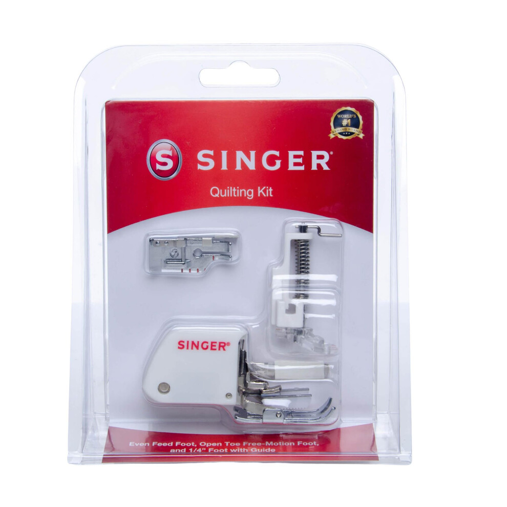 SINGER Quilting Presser Foot Kit | Includes Even Feed Foot  Quarter Inch Foot with Guide & Open Toe Free Motion Foot | Ideal for Precise Quilting & Mu