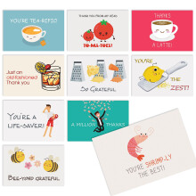 Better Office Products 50 Pack Grappige Bedankt Kaarten, 4 x 6 in met Enveloppen, Grappige Pun Notitiekaarten