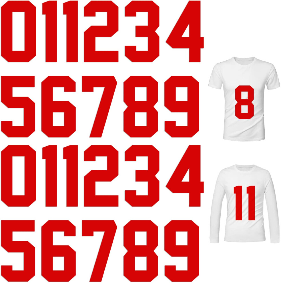 Lot de 22 num   ros thermocollants de 0     9,     repasser, pour t-shirts, maillots, uniformes d'   quipe, basket-ball, baseball, football (rouge)