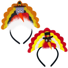2 stk Tyrkiet pandeb?nd til Thanksgiving Tyrkiet h?rb?jle Sjove hatte til ferie Kostume Fest Dress Up til Thanksgiving Party Favors (guld og r?d)
