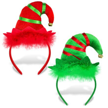 Bnikion 2 Pack Elf Pandeb?nd Elf Hat Jul Elf Pandeb?nd med Jingle Bells Jul Hovedbekl?dning Elf Tilbeh?r til b?rn Voksne Kvinder