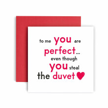 Huxters jubileumkaart - Je bent perfect, hoewel je grappige kaart steelt voor vrouw - man - vriend - vriendin - 350GSM Valentijnsdagkaart - blanco vo