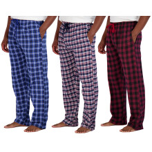 3 Pack: Mens Big Tall King Size Pyjamas byxor Bomull Super Soft Pyjamas Men Flanell Bottoms Fleece Buffalo Plaid PJ Lounge Pants Sleepwear Pijama