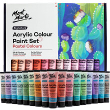 Mont Marte Acrylic Colour Pastel Paint Set Signature 48pc x 36ml (1.2 US fl.oz) Creamy Pastel Acrylic Paint Set Good Coverage Semi-Matte Finish I
