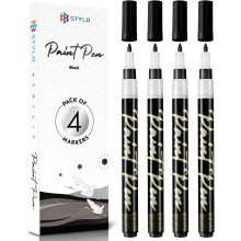 Canetas Metálicas Acrílicas - 4 Contas - Canetas de Pintura Rosa Dourado - Marcadores Fino para Pintura em Pedras, Vidro, Madeira