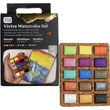 Conjunto de Tintas Acrílicas Metálicas Viviva - 15 Cores para Artistas e Iniciantes