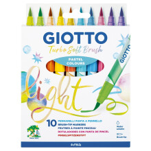 Giotto Turbo Soft Brush Brush Tip Markers vandopløselig børste tip Pastel Assorterede farver 10 tælling